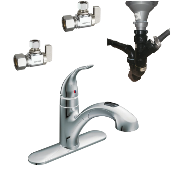Pullout Kitchen Faucet Installation with Shut-Off Valve Replacement & Full Drainage Repipe Add-On Pricing